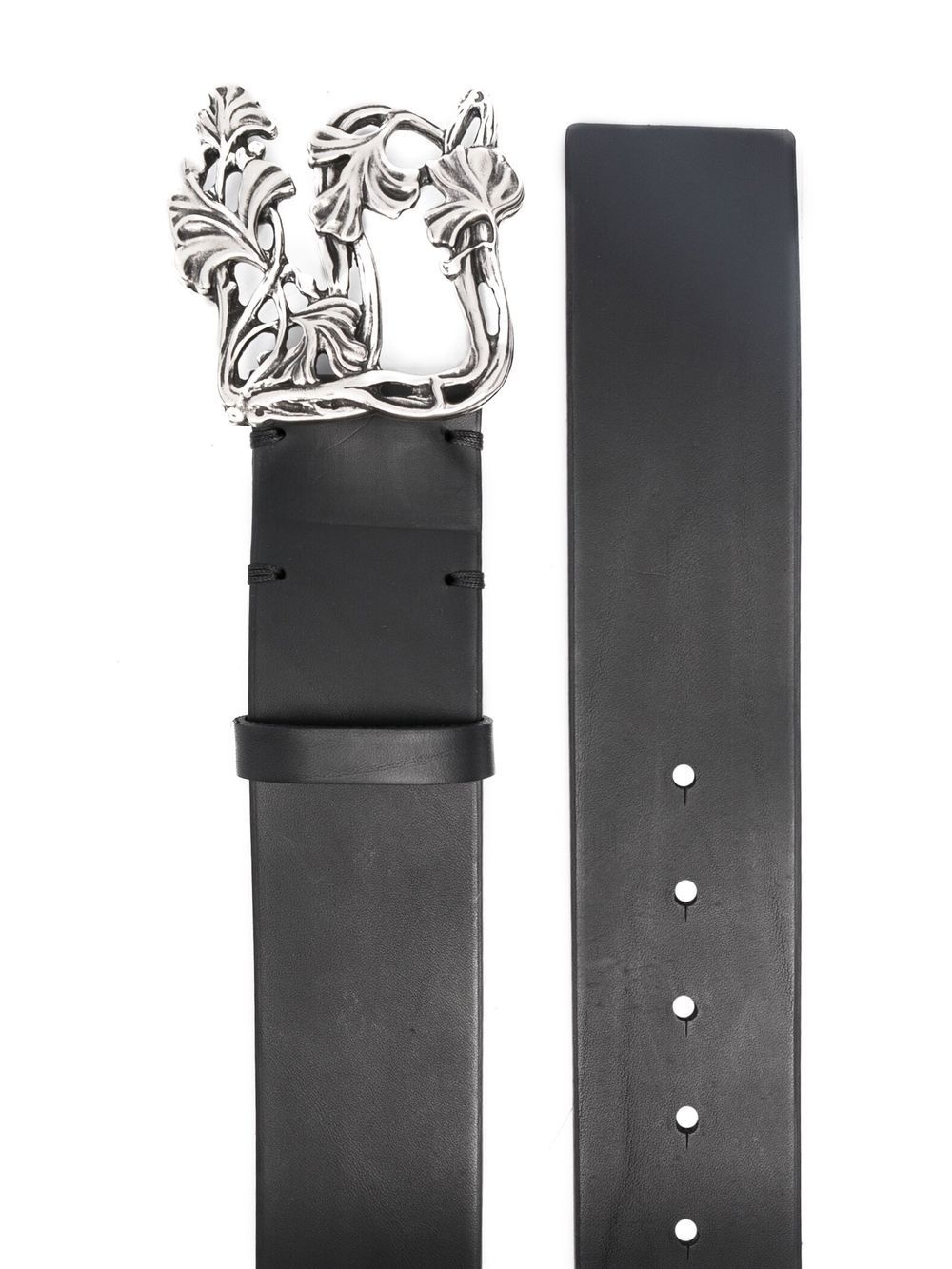 logo-buckle leather belt - 2