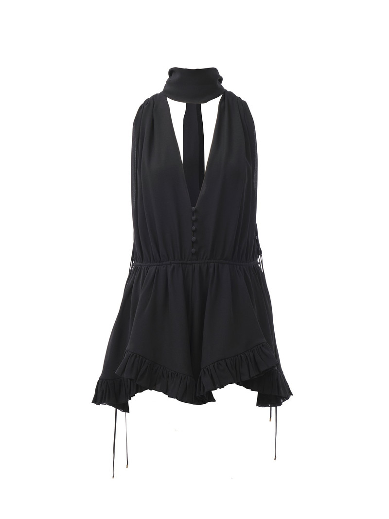 V-NECK JUMPSUIT IN SILK GEORGETTE 1