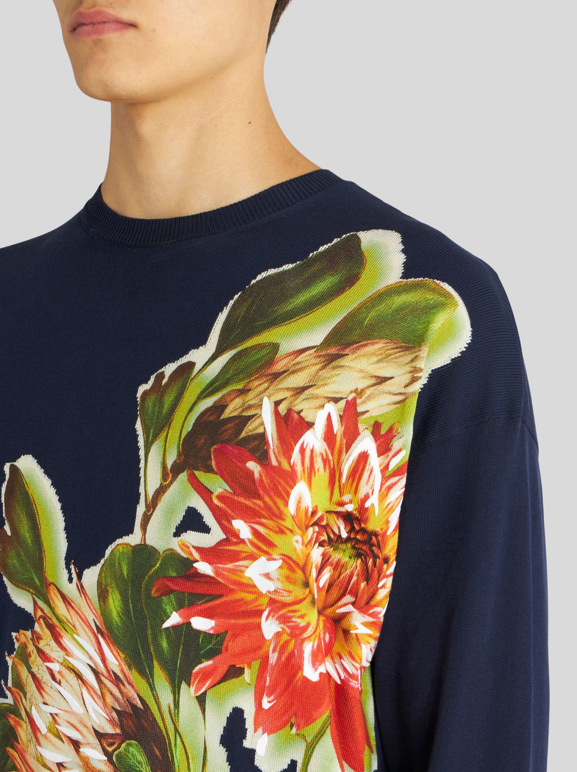 JACQUARD JUMPER WITH RARE FLOWER - 4