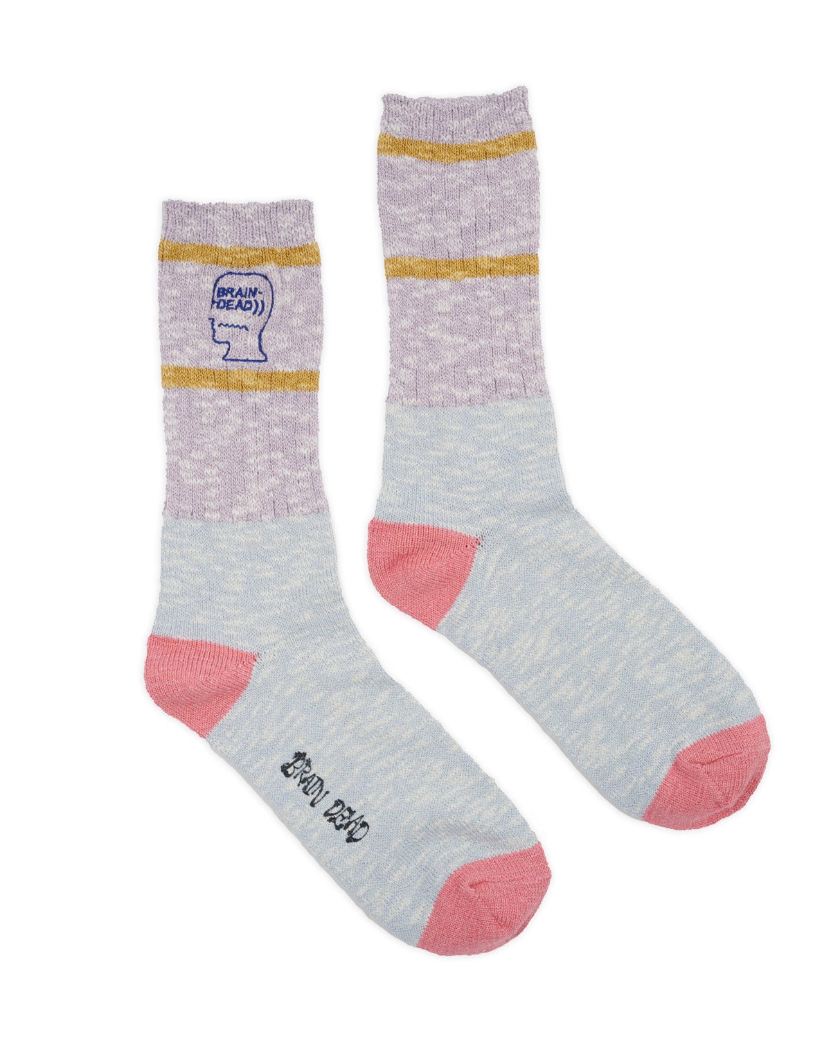 Slub 2 Stripes Crew Sock - Light Blue - 2