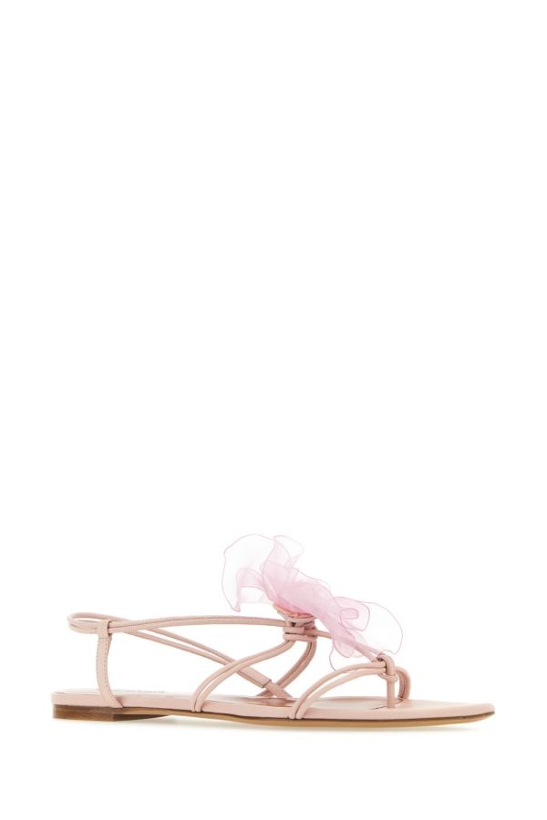 Pastel pink nappa leather thong sandals - 2