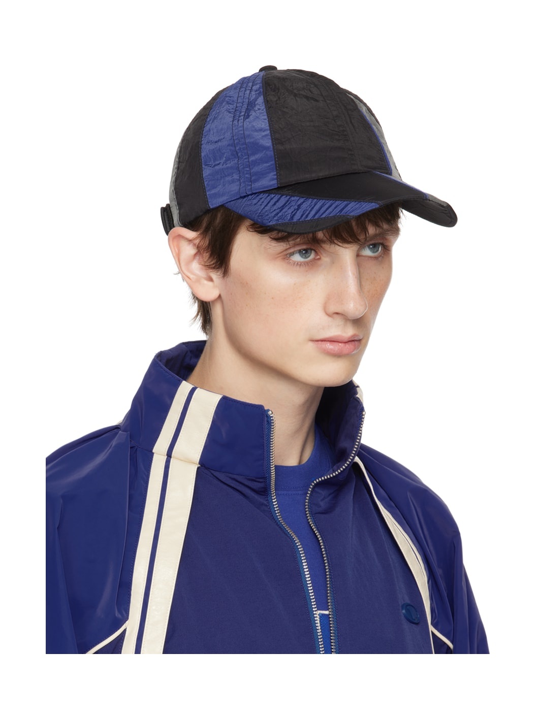 Black & Blue Paneled Cap - 2