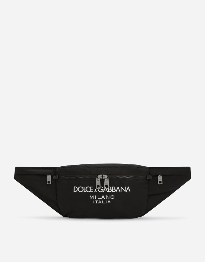 Nylon belt bag with rubberized logo 1