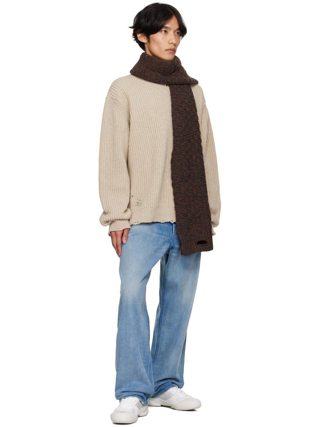 Brown Distressed Scarf - 3