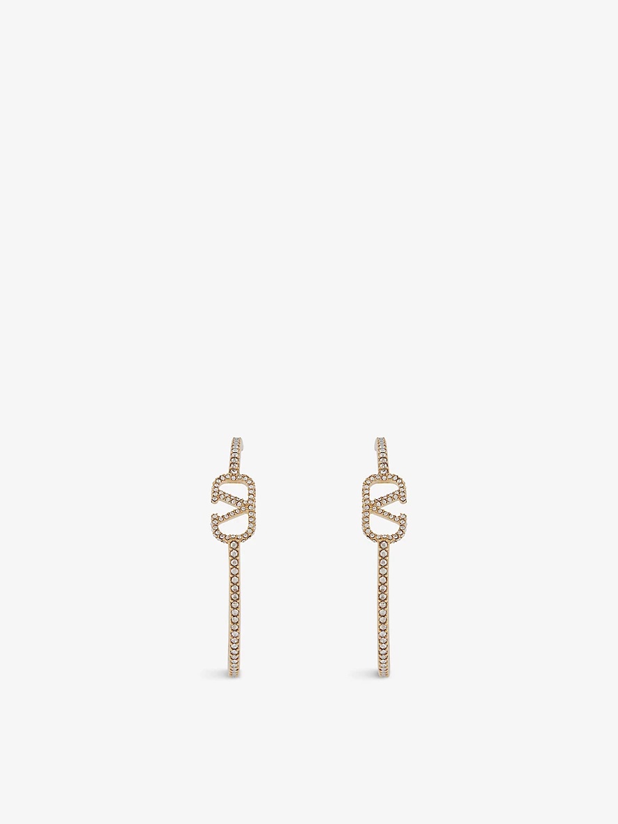 Logo-embellished brass earrings - 4