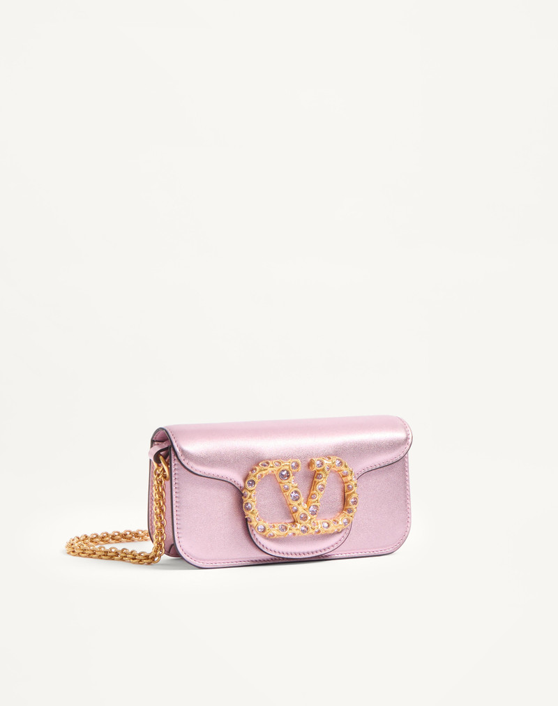 VALENTINO GARAVANI LOC 의 SMALL SHOULDER BAG 에 LAMINATED CALFSKIN 와 JEWEL LOGO 3