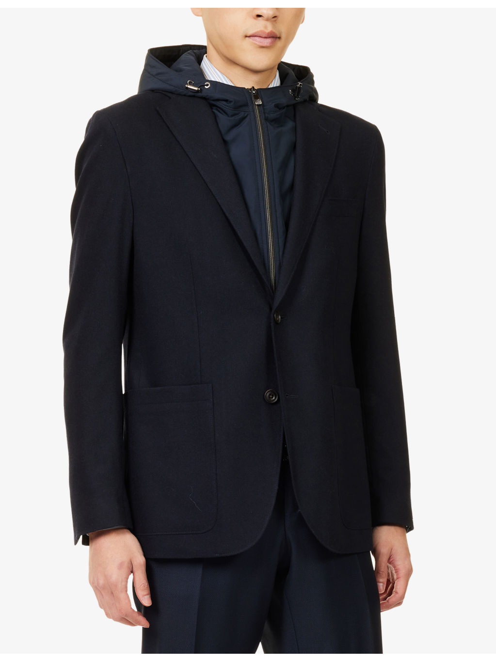 Hooded Long-Sleeve Wool-Cashmere Blend Jacket - 3