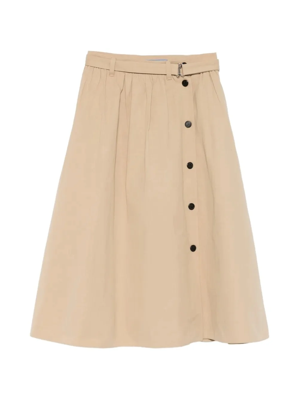 COTTON MIDI SKIRT WITH BELT AND BUTTON DETAILS - 1