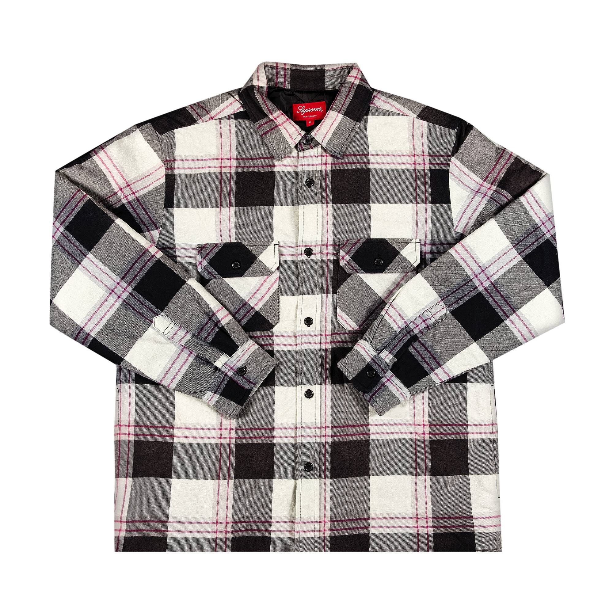 Supreme Quilted Flannel Shirt 'White' - 1