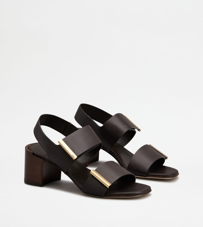 SANDALS IN LEATHER - BROWN 2