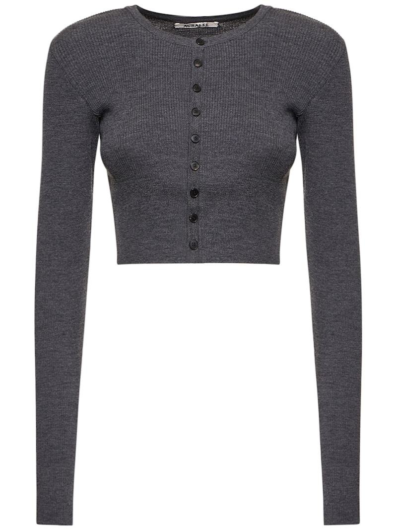AURALEE RIB KNIT SHORT CARDIGAN