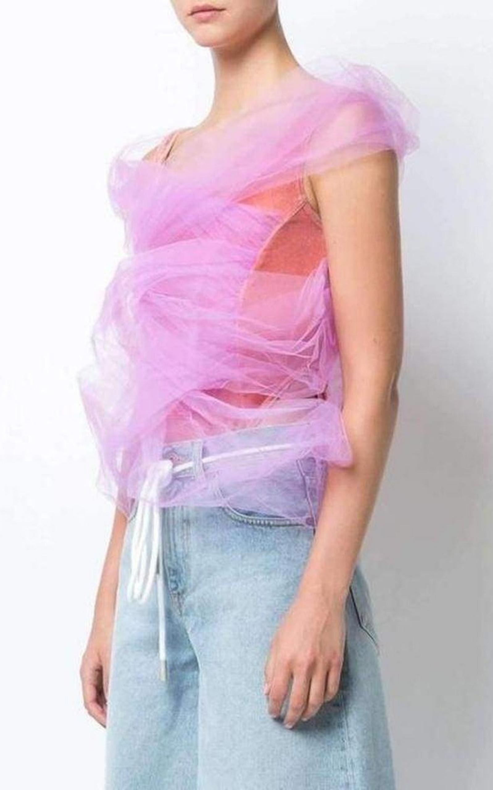 Pink Tulle Layer Second Skin Bodysuit - 4