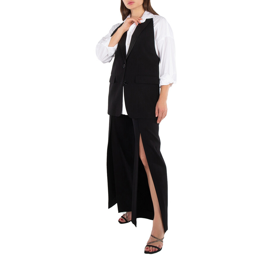 Burberry Wool Tailored Blazer Vestwith Satin Peak Lapels. - 2