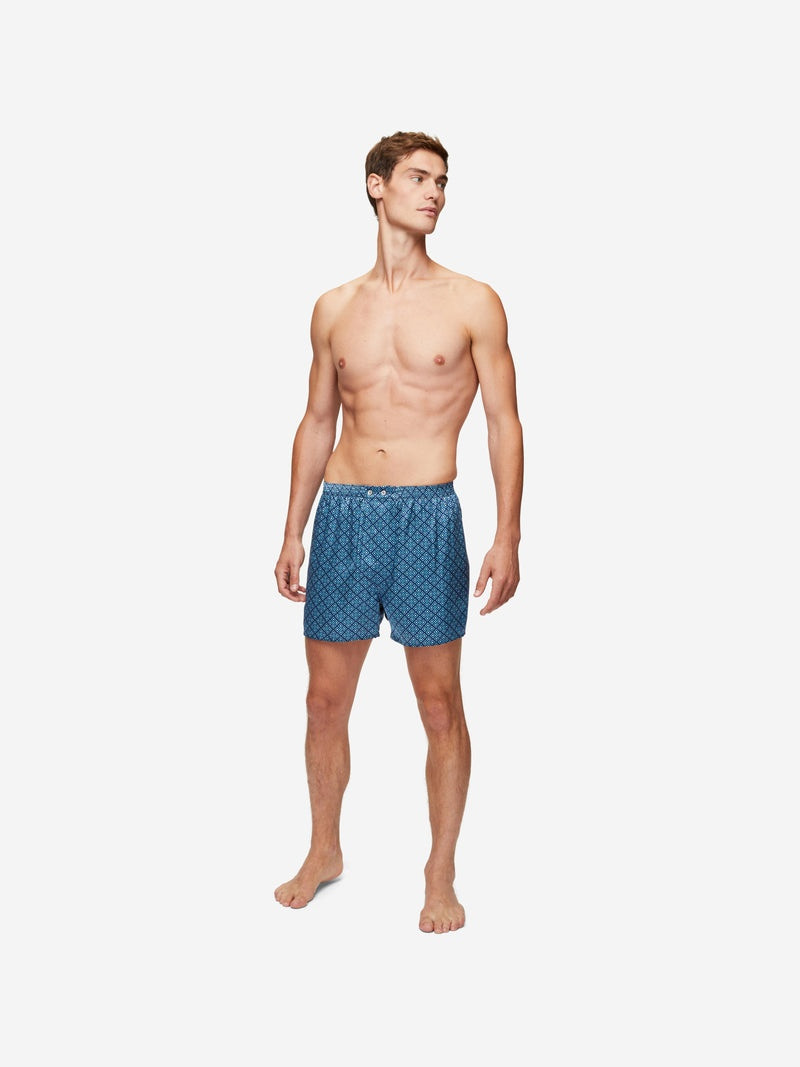 Derek Rose Men's Classic Fit Boxers Brindisi 89 Silk Satin Navy outlook