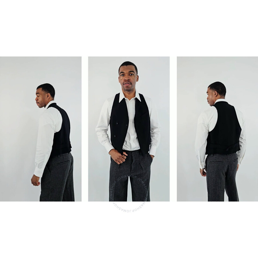 Ferragamo Double Breasted Slim Fit Waistcoat In Black - 8