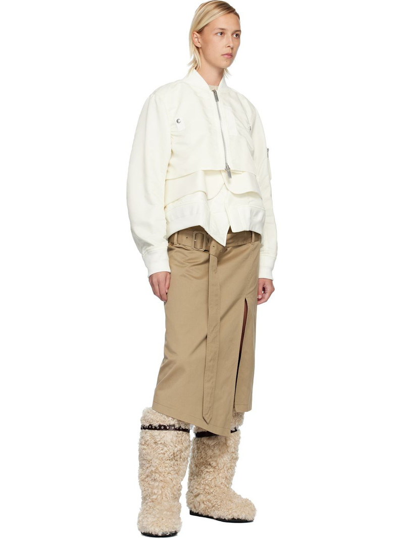 sacai Off-White Nylon Twill & Wool Melton Blouson Jacket outlook