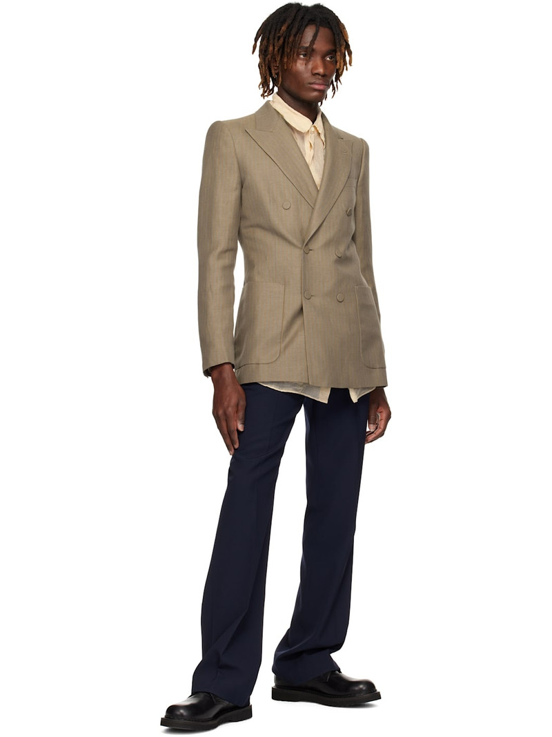 Dries Van Noten Tan Striped Blazer outlook