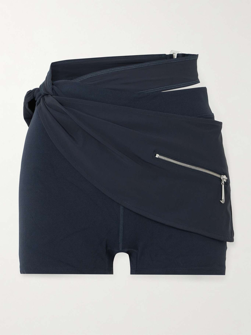 + Jacquemus belted layered stretch-jersey shorts - 1