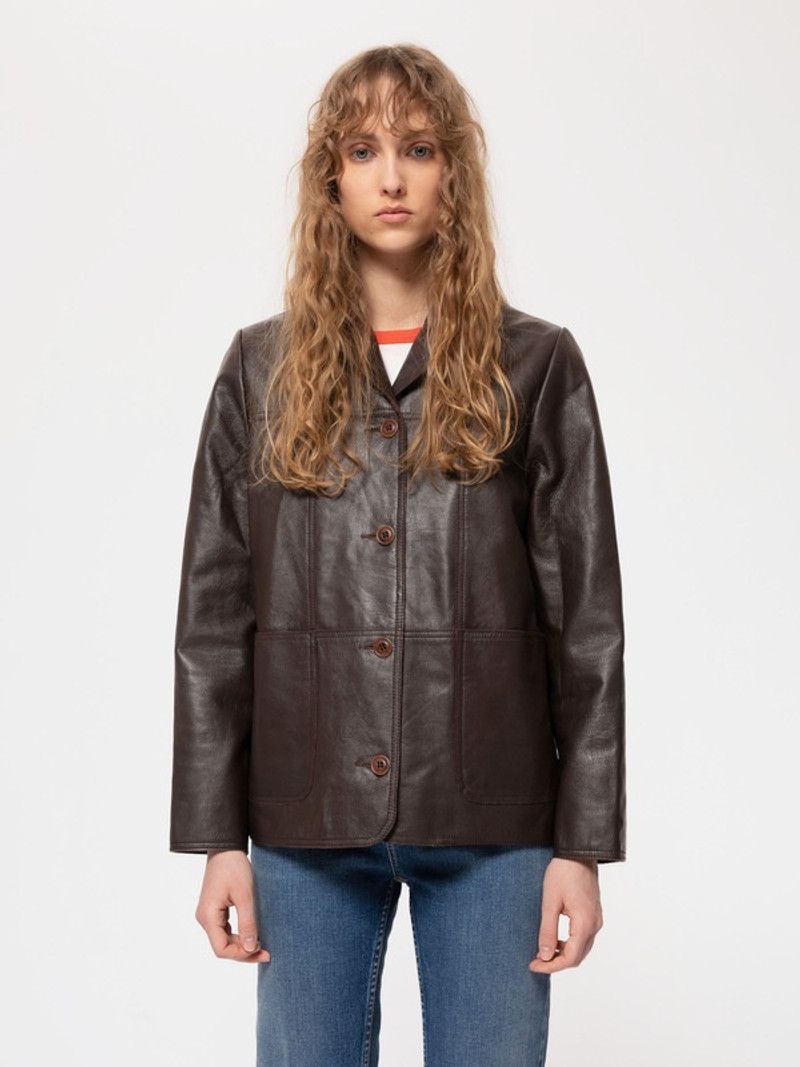 Saga Leather Blazer Dark Brown 6