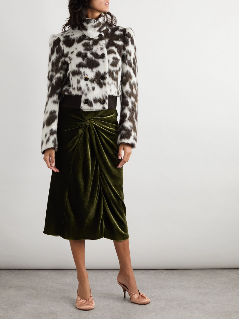 Dries Van Noten Cow-print wool-blend double-breasted jacket Leopard print outlook