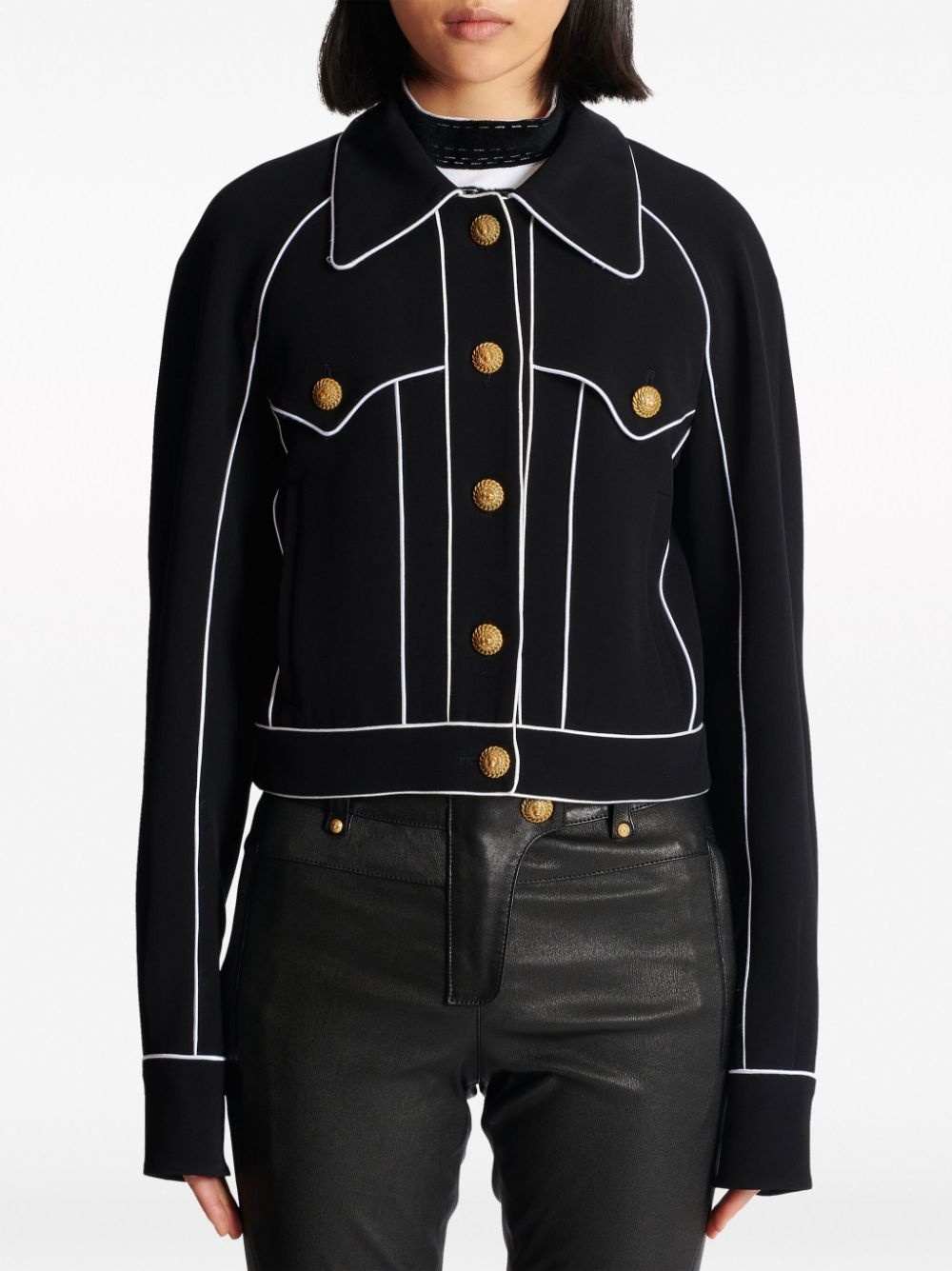 logo-embroidered Western jacket - 5