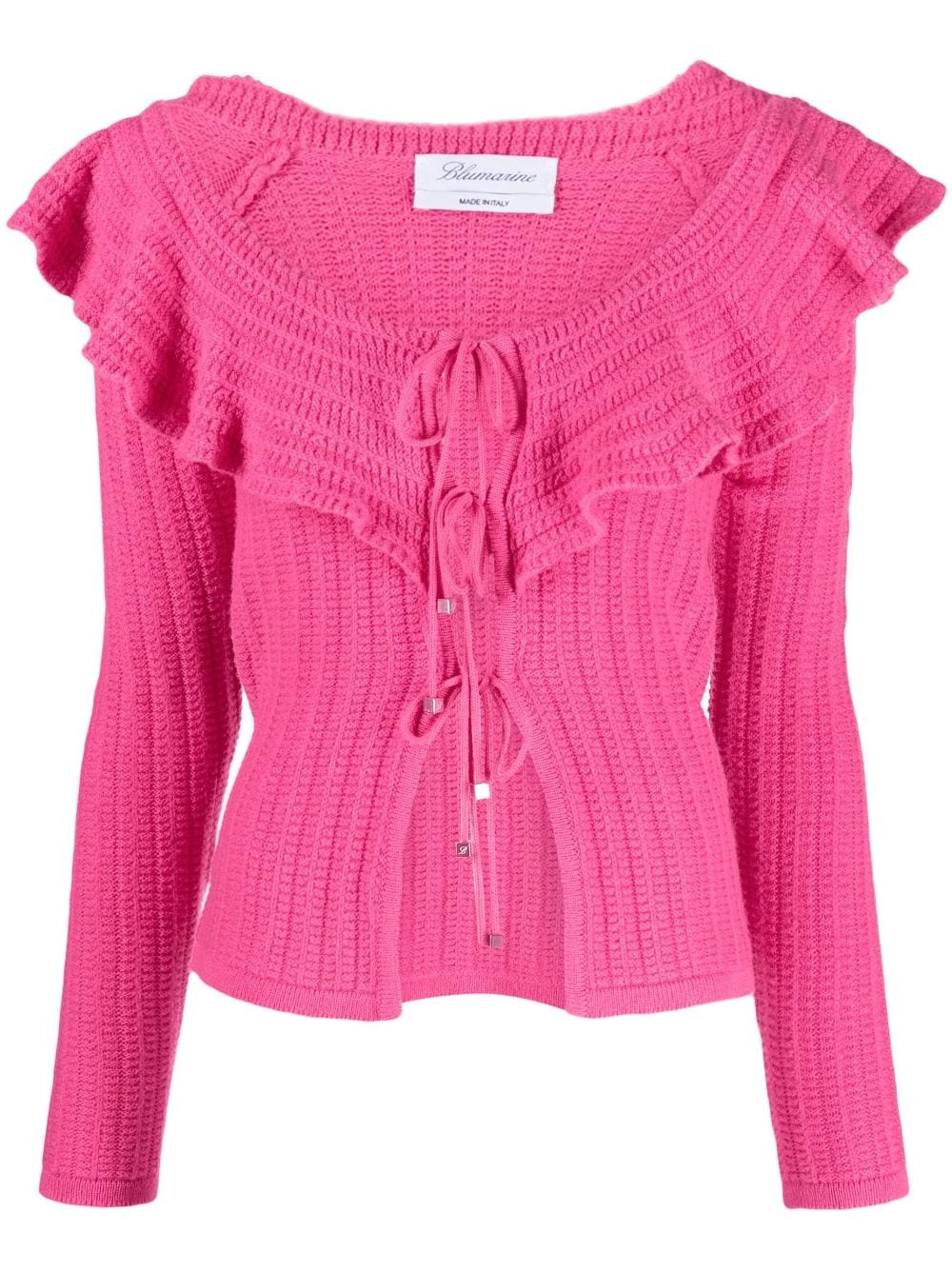 ruffled crochet wool cardigan - 1