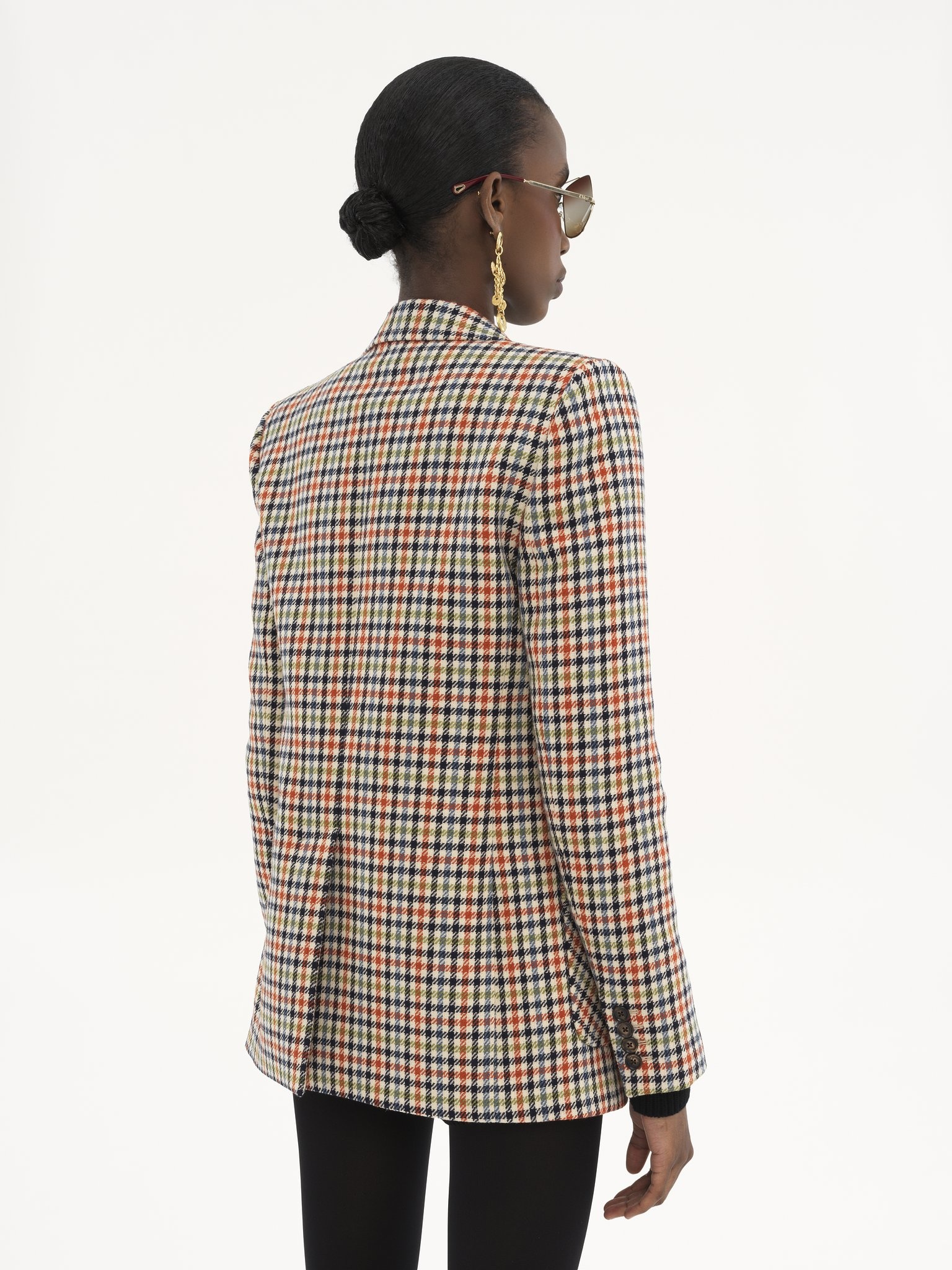 Chloé TAILORED JACKET IN CHECK WOOL | REVERSIBLE