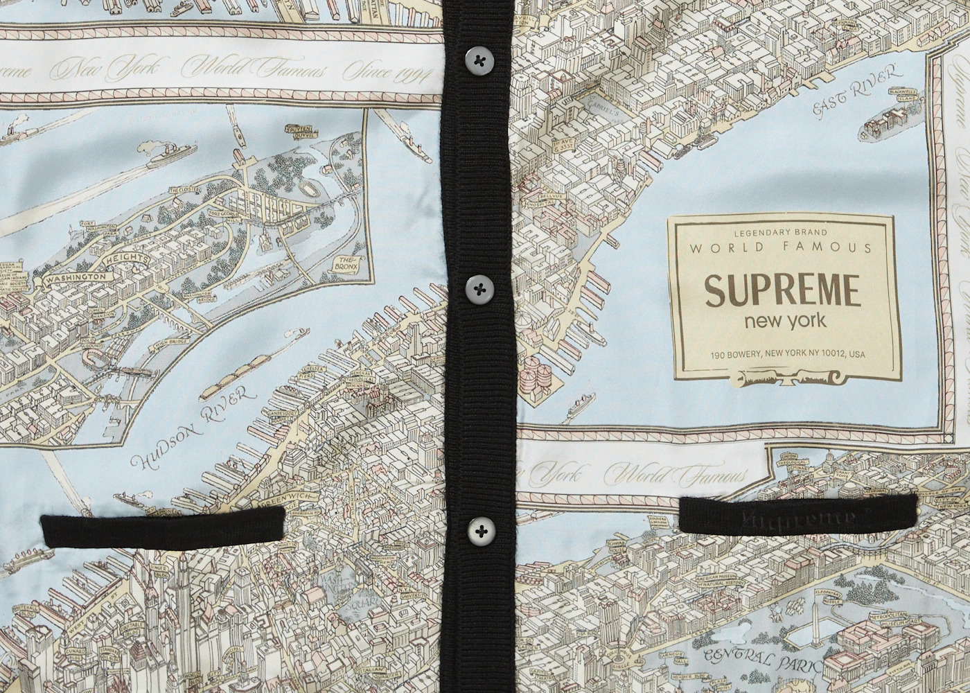 Supreme Silk Map Cardigan Black - 2