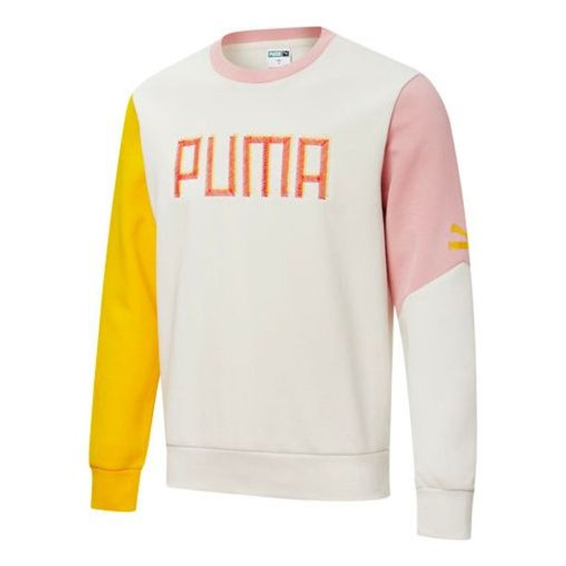 Puma Colorful Embroidered Logo Sweater 'White Yellow Pink' 532180-05 - 1