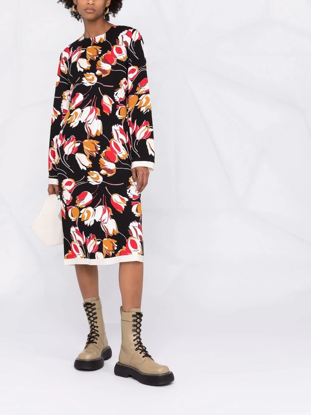 abstract-print long-sleeve dress - 2