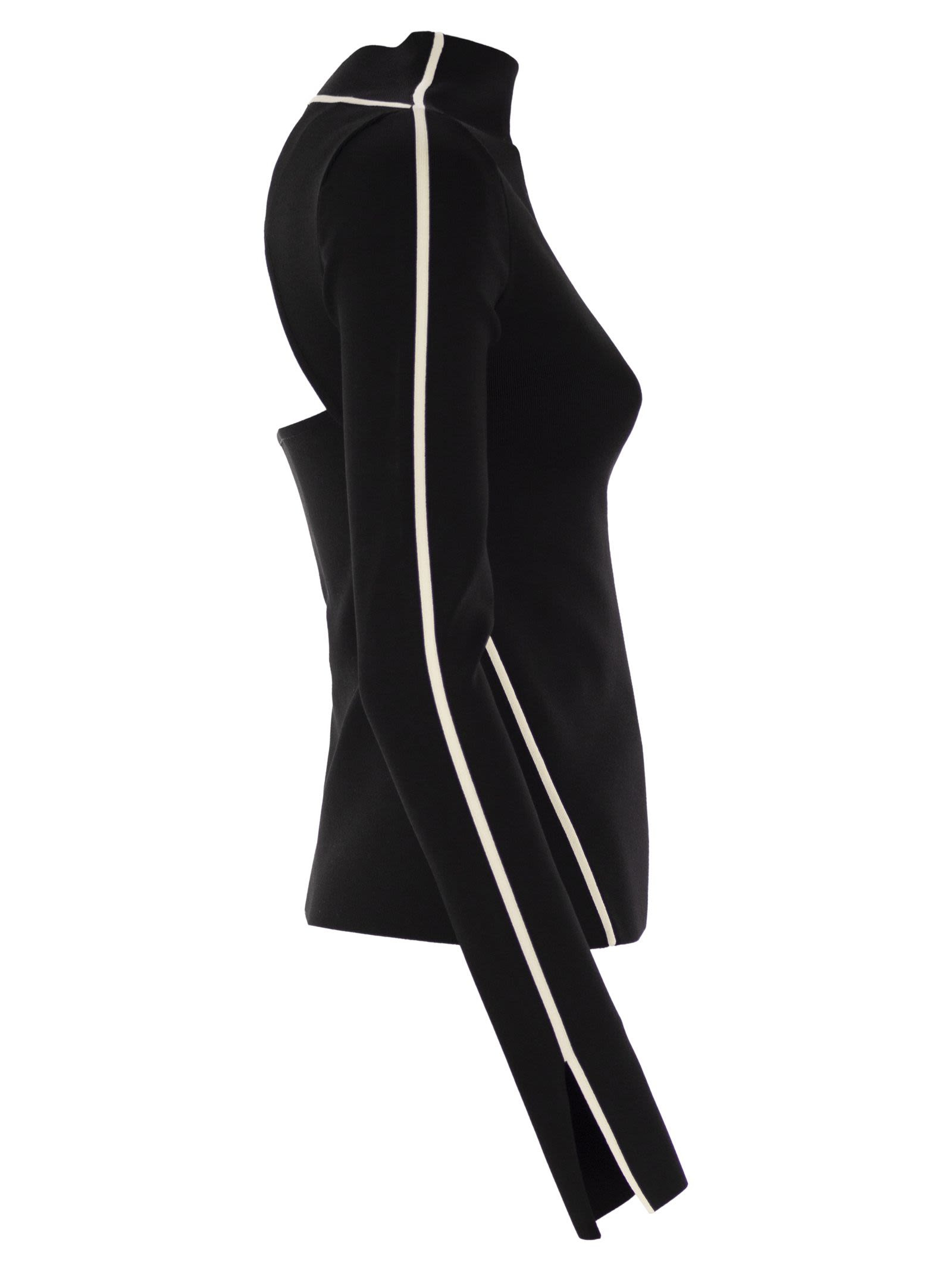 Sportmax Women Fitted Long Sleeves T-Shirt With Contrasting Edges - Adda - 3