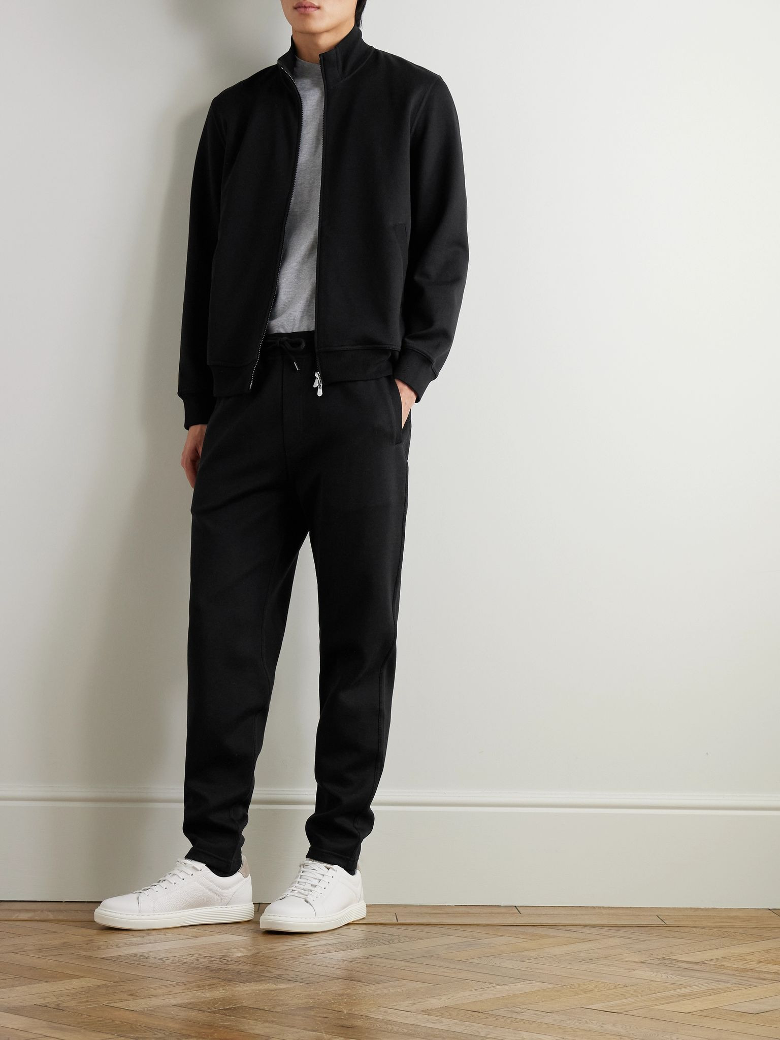 Cotton-Blend Jersey Sweatpants Black - 2