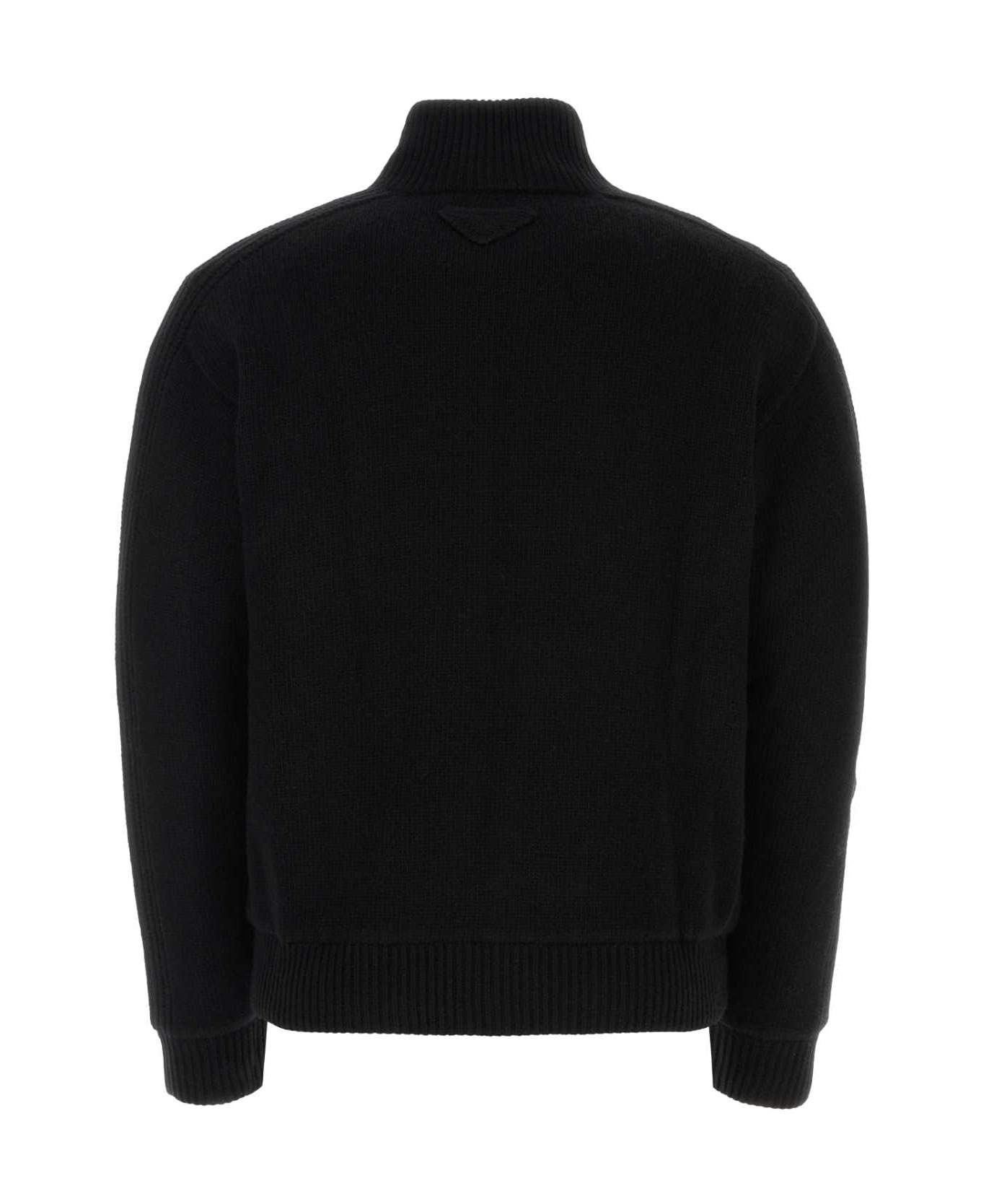 Black Wool Blend Cardigan - 2
