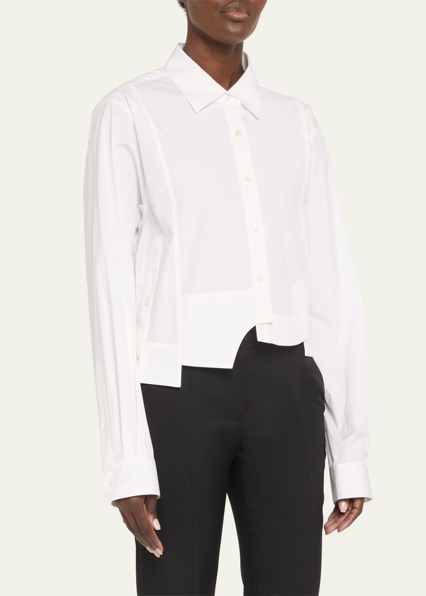 Deconstructed Cropped Button Down Top - 4