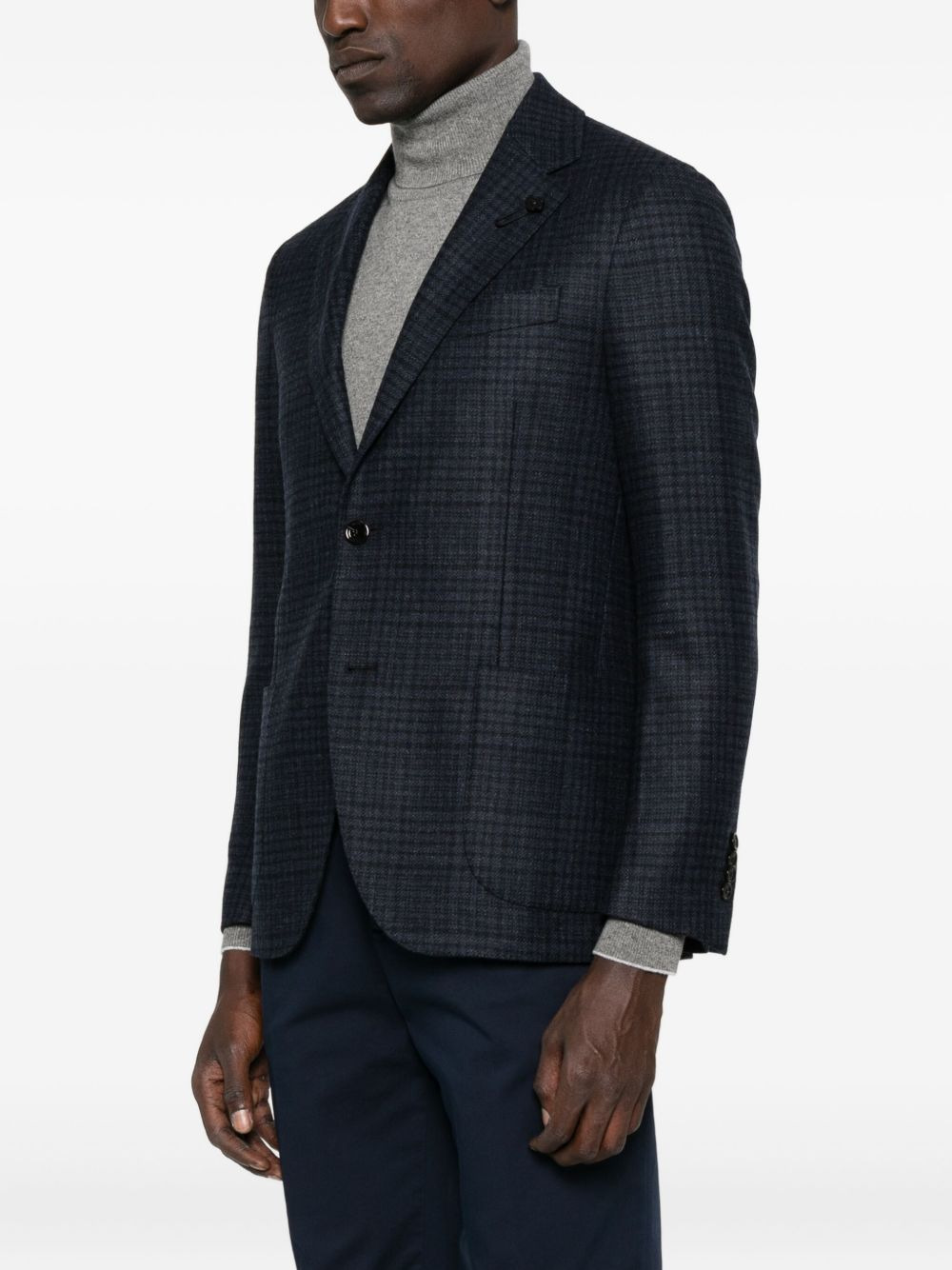 checked patch-pocket blazer - 3