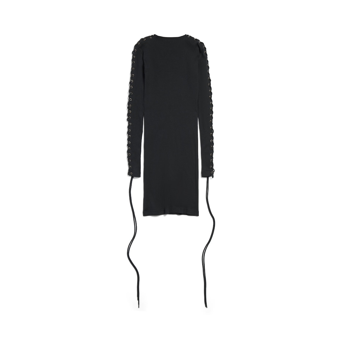 Women's Lace-up Long Sleeve Dress in Black - 6