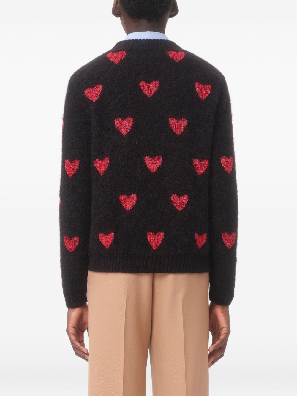 heart-patterned v-neck sweater - 5