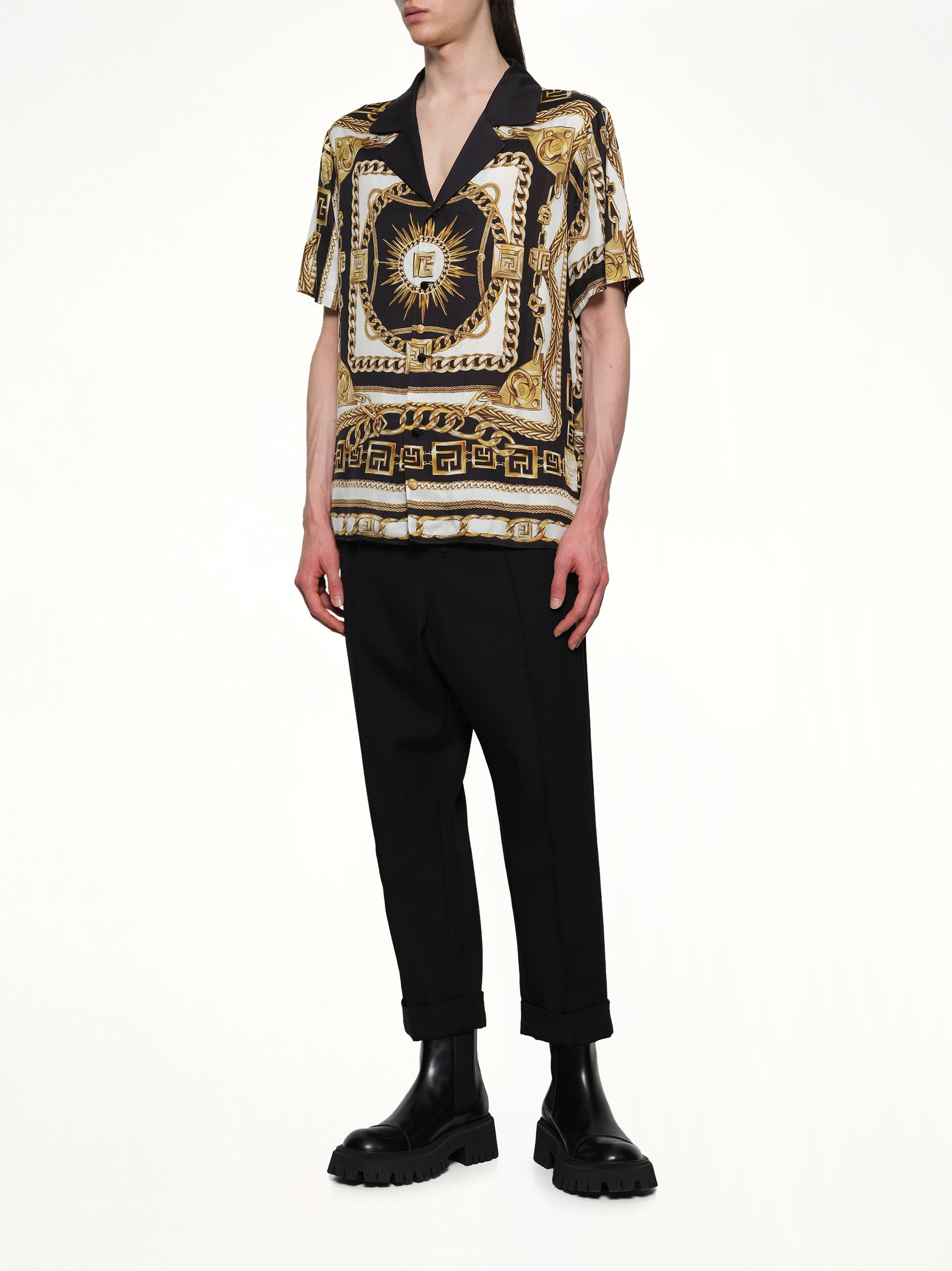 Foulard Print Shirt in Black/White/Gold - 4