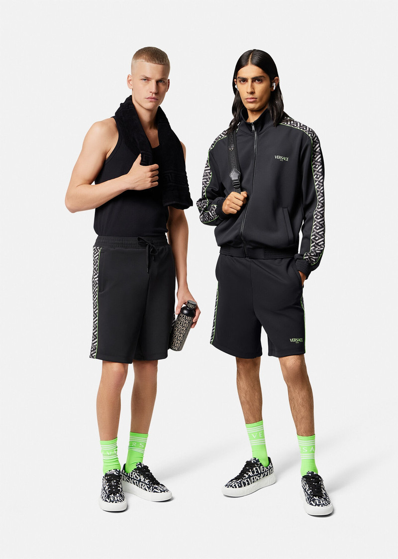 VERSACE La Greca Nylon Gym Shorts outlook