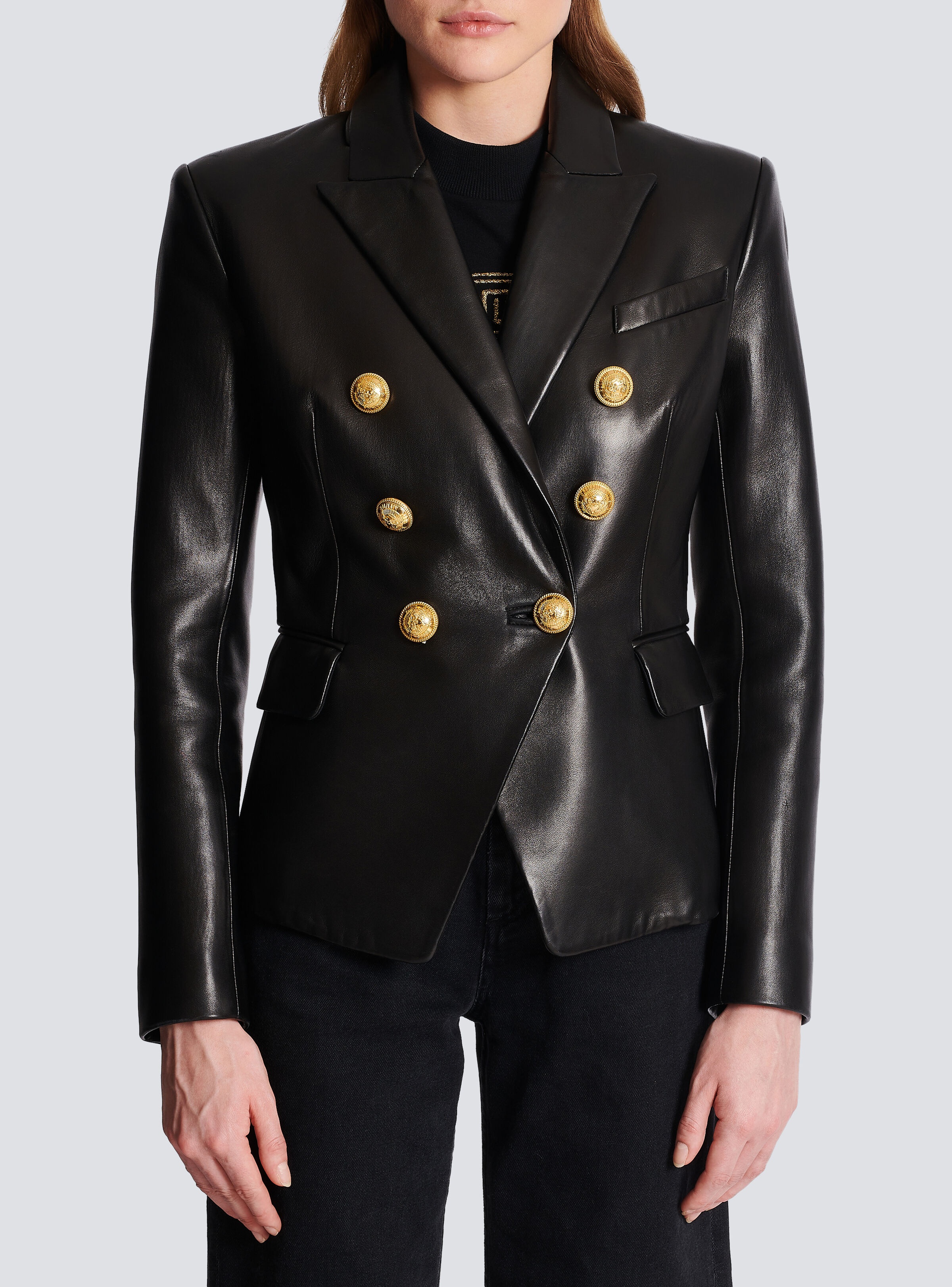 Classic 6-button leather jacket - 5