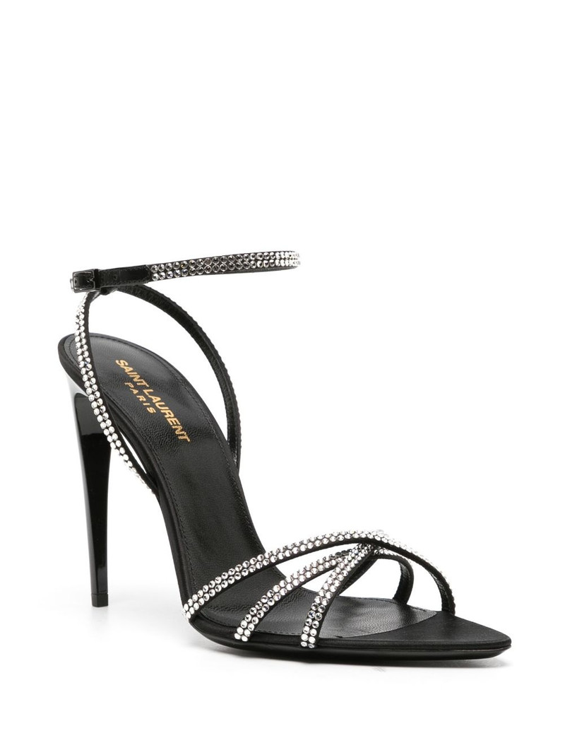 SAINT LAURENT Ava 105mm rhinestone-embellished sandals outlook