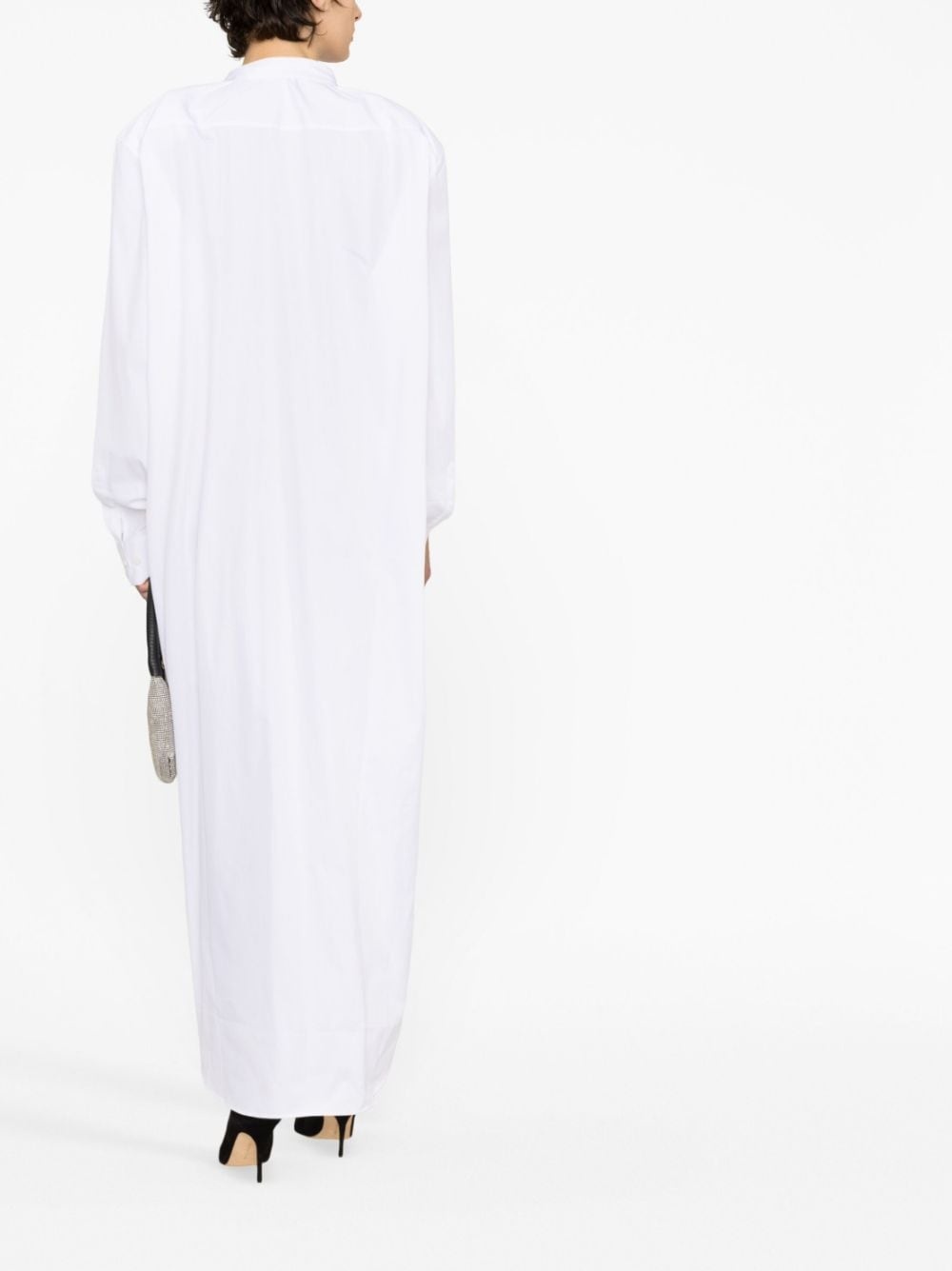 long-sleeved cotton maxi shirt dress - 4