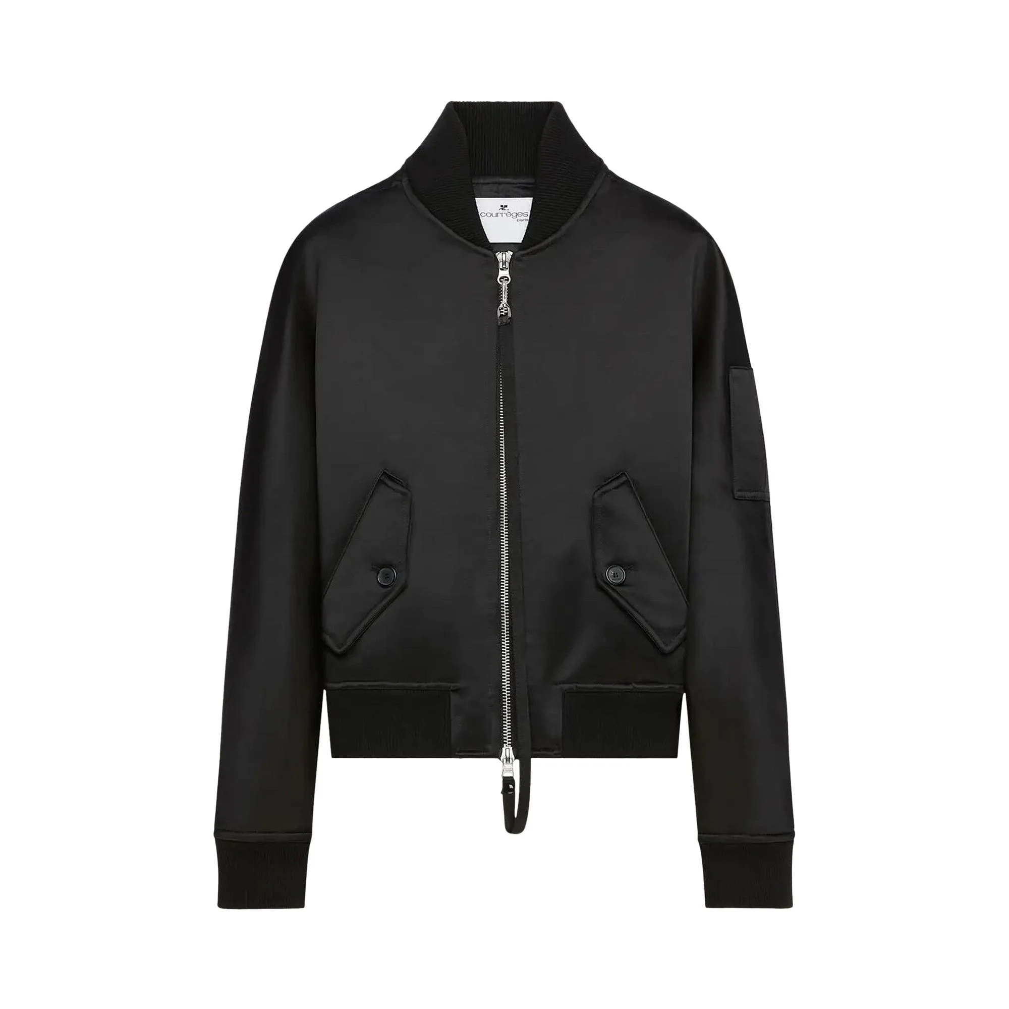 Courrèges Scuba Satin Bomber Jacket 'Black' - 1