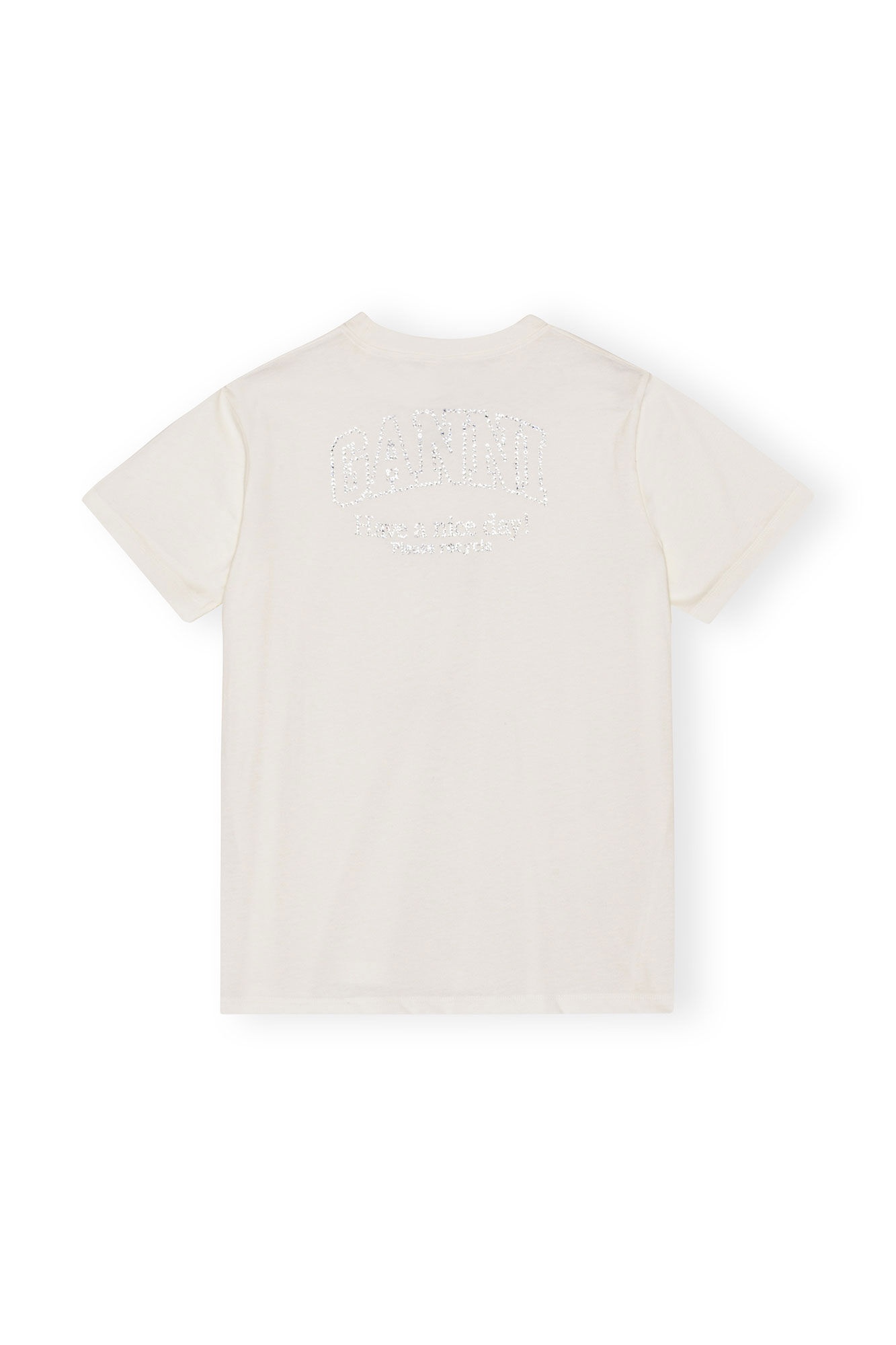 WHITE BASIC JERSEY RHINESTONE RELAXED T-SHIRT - 2