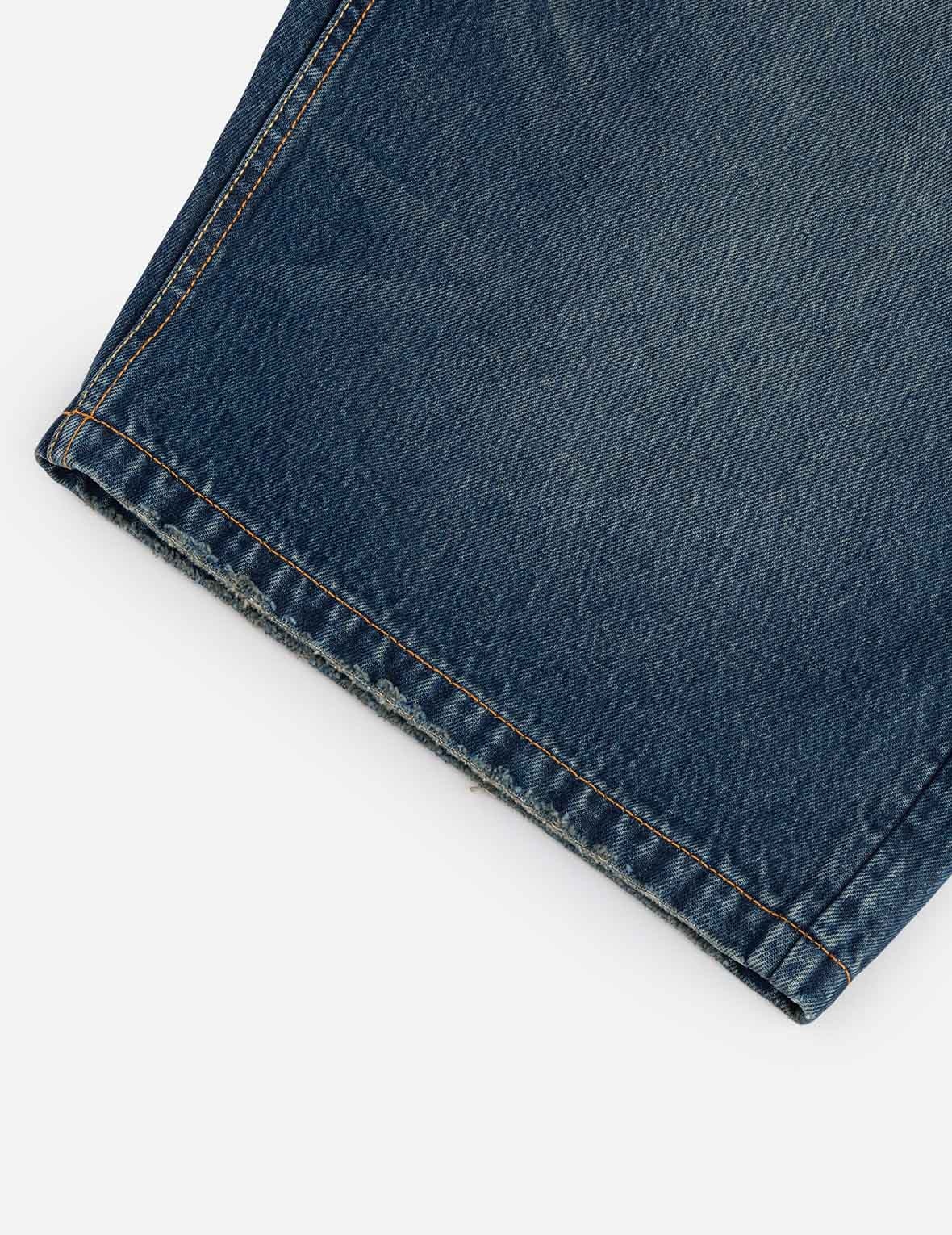 Seagull Embroidery Regular Fit Washed Denim Jorts - 7