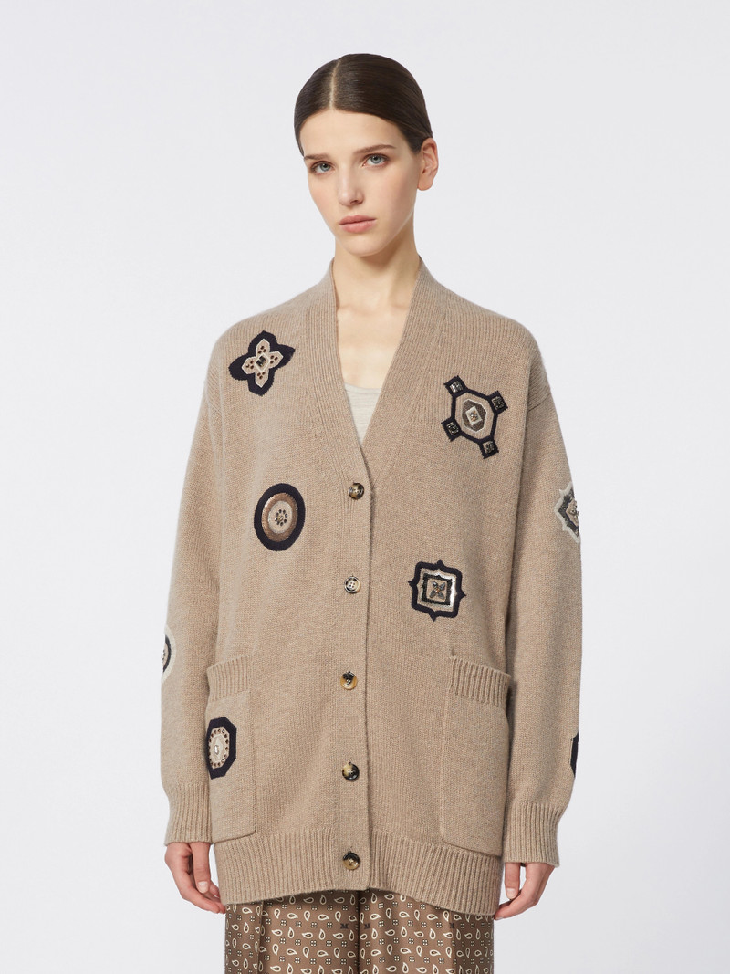 GIOIRE Long wool and cashmere cardigan - SAND 3