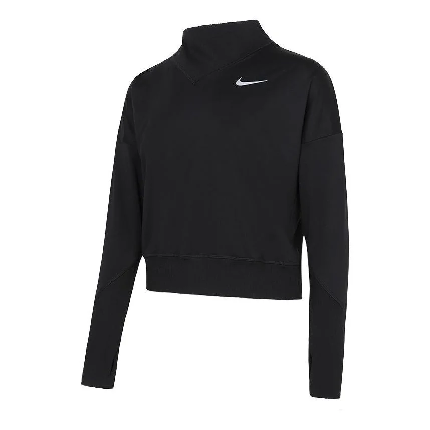(WMNS) Nike Running Training Pullover Sports Long Sleeves Black T-Shirt DA1057-010 - 1