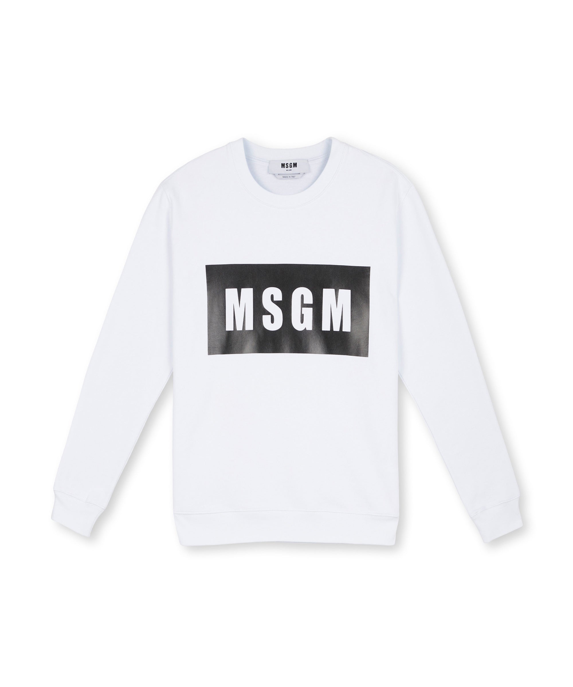 Crew neck cotton sweatshirt in a solid colour - 2