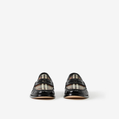 Burberry Check Panel Leather Loafers outlook