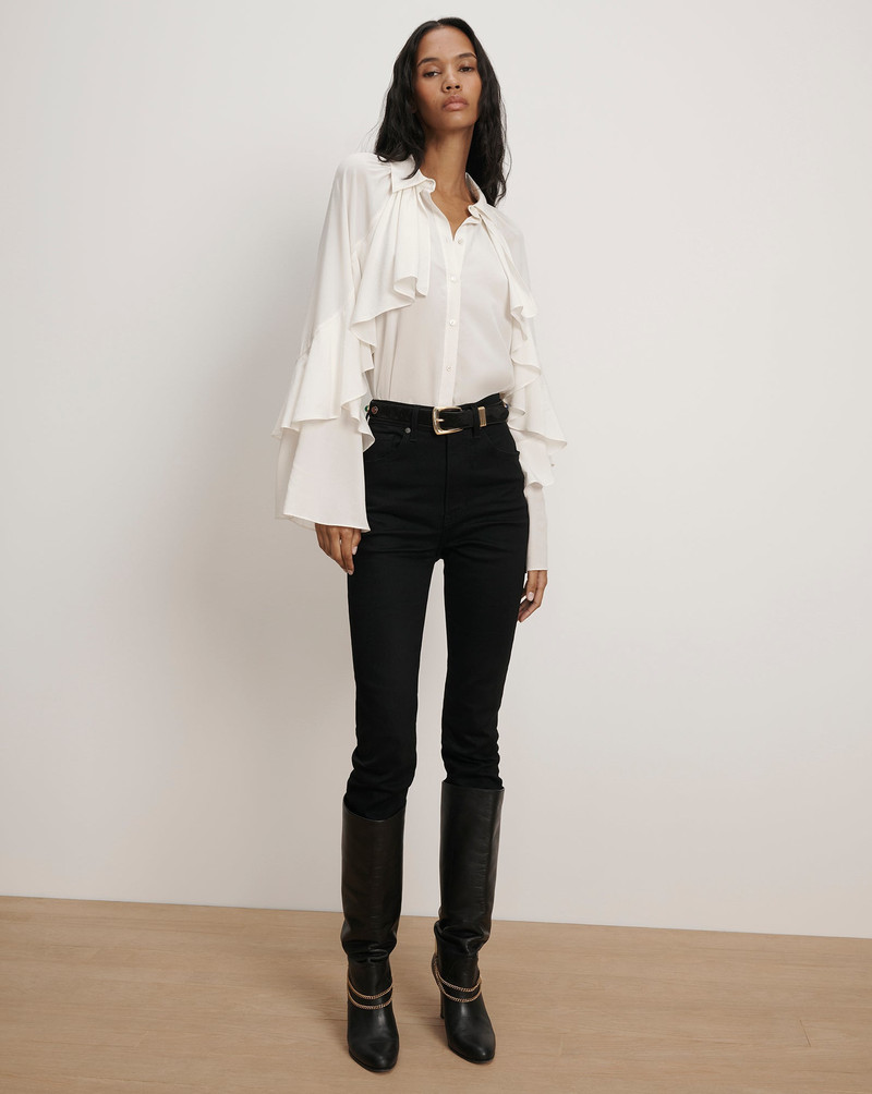 DEMARIS RUFFLED BUTTON-DOWN BLOUSE 3